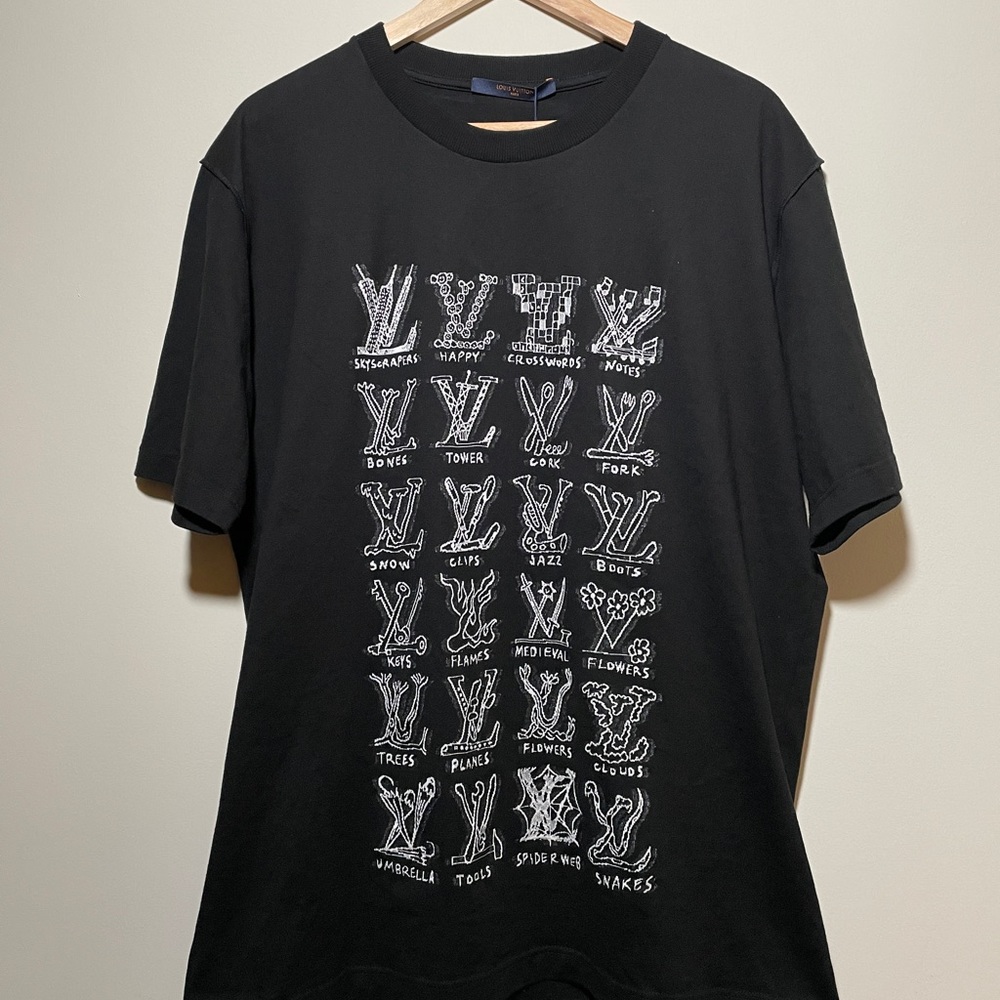 Louis Vuitton Cartoon Tshirt in Black designed by Virgil Abloh